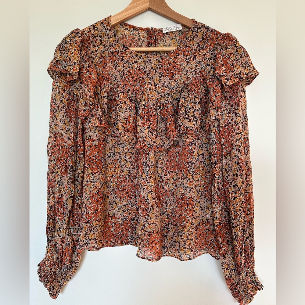 LoveShackFancy Silk Floral Blouse